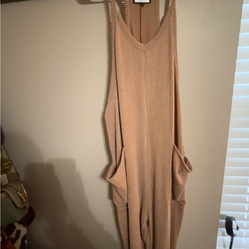 Discreet Tan Sleeveless Scoop Neck Dress